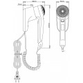 Фен настенный Mediclinics SC0010, индивидуальный, с кнопкой, материал: АБС-пластик, цвет: белый