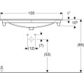 Раковина 100 см Geberit Renova Plan Slim 122200000, встраиваемая с отверстием под смеситель, с переливом