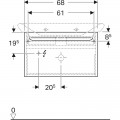 Шкафчик в ванную Geberit myDay Y824080000, 680х430х410 мм, под раковину, один ящик, с подсветкой, белый глянец