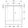 Зеркальный шкаф Geberit Acanto с подсветкой, две двери: B=75см, H=83см, T=21.5см, Тип штекера=CEE 7/16, меламин, структура дерева/дуб Мистик, с зеркальным покрытием снаружи (500.645.00.2)