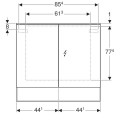 Зеркальный шкаф Geberit Acanto с подсветкой, две двери: B=90см, H=83см, T=21.5см, Тип штекера=CEE 7/16, меламин, структура дерева/дуб Мистик, с зеркальным покрытием снаружи (500.646.00.2)